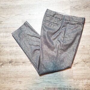 Talbots Gray Silver/Gold Sparkle Wool Blend High Waist Straight Pant 12